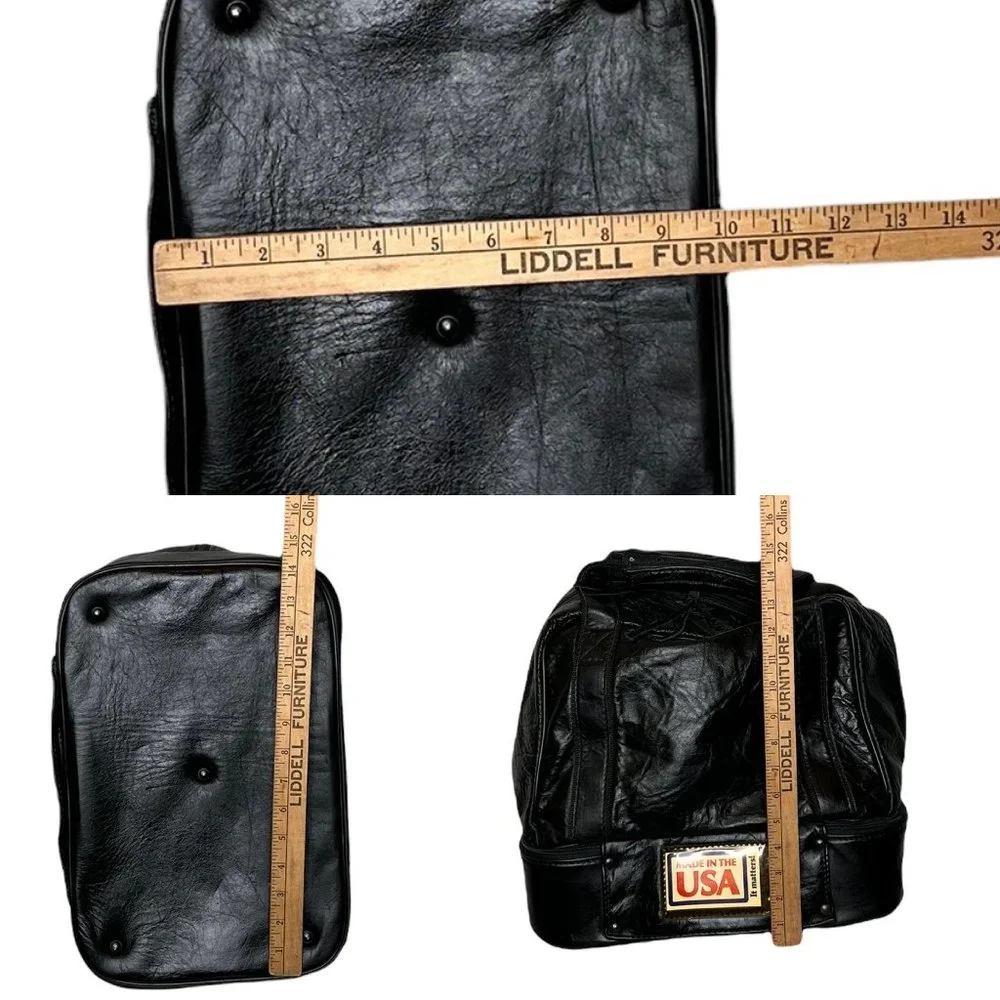 Belding Sports Vintage 1970's Custom Grain Black Leather Golf Gym Tote Bag